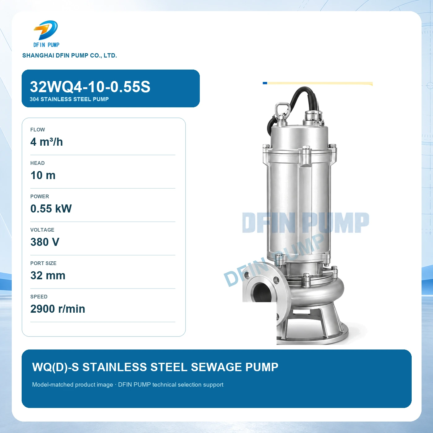 32WQ4-10-0.55S WQ(D)-S Stainless Steel Sewage Pump