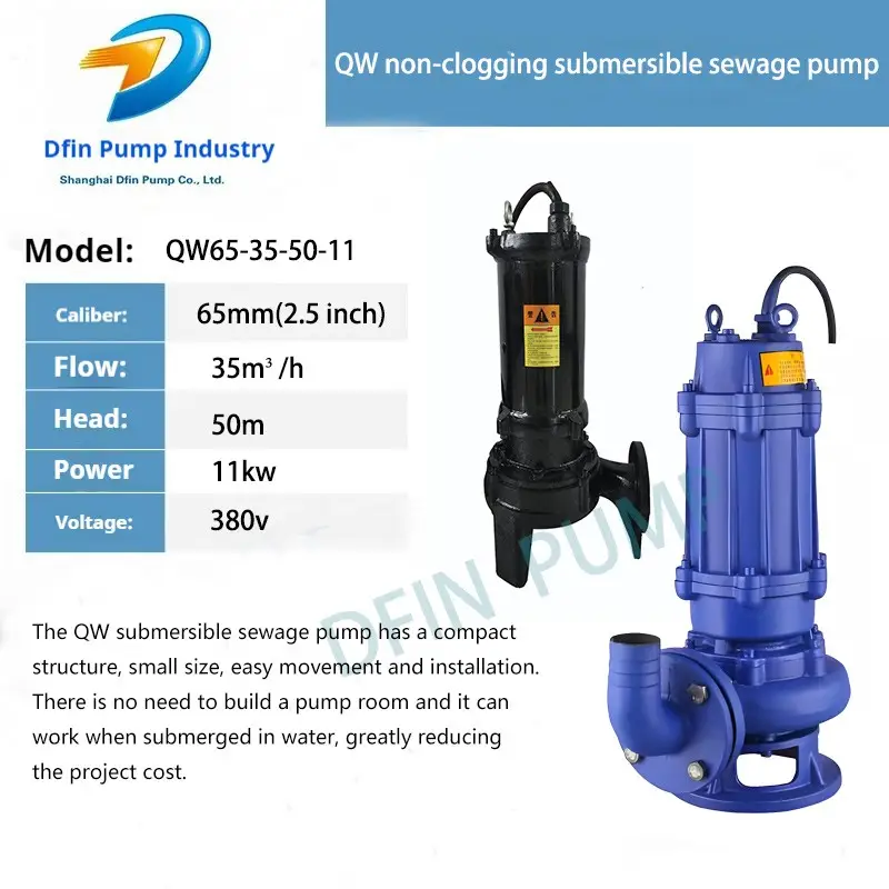 Qw65-35-50-11 Stainless Steel Corrosion-Resistant, Explosion-Proof and Non-Blocking Submersible Sewage Pump