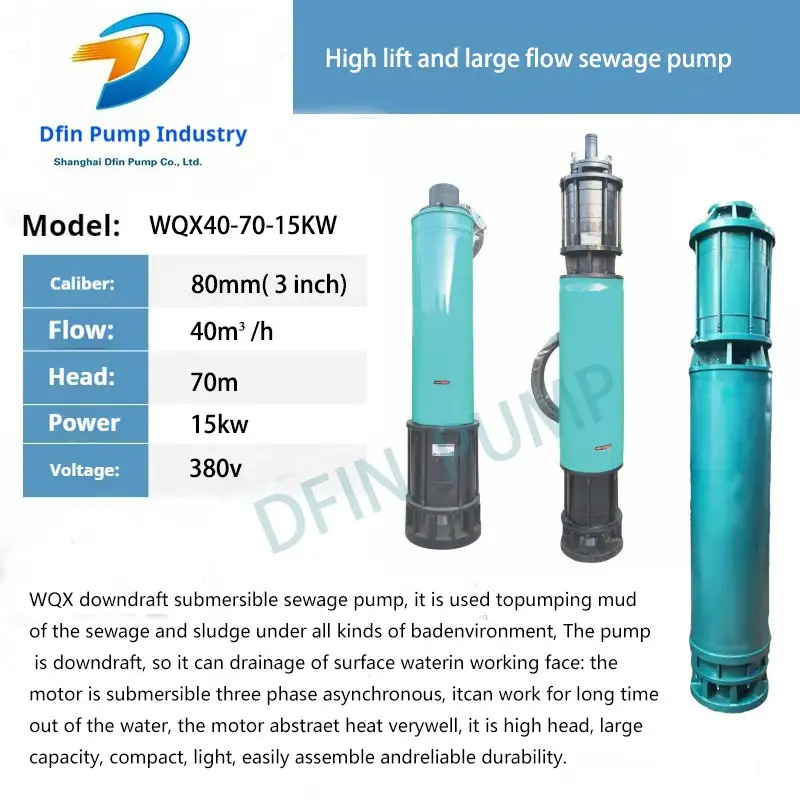 Wqx40-70-15kw Large Flow Sewage Pump Municipal Flood Control and Drainage Pump Urban Drainage Pump