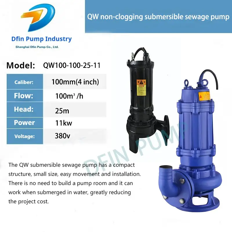 Qw100-100-25-11 Wq (QW) Series Non-Clogging Submersible Sewage Pump