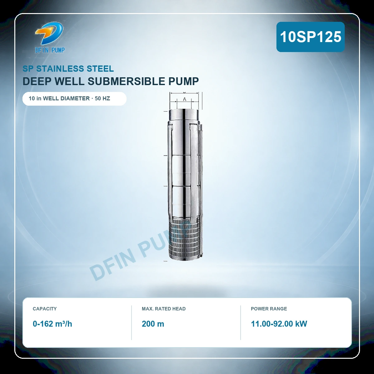 10SP125 Stainless Steel Deep Well Submersible Pump