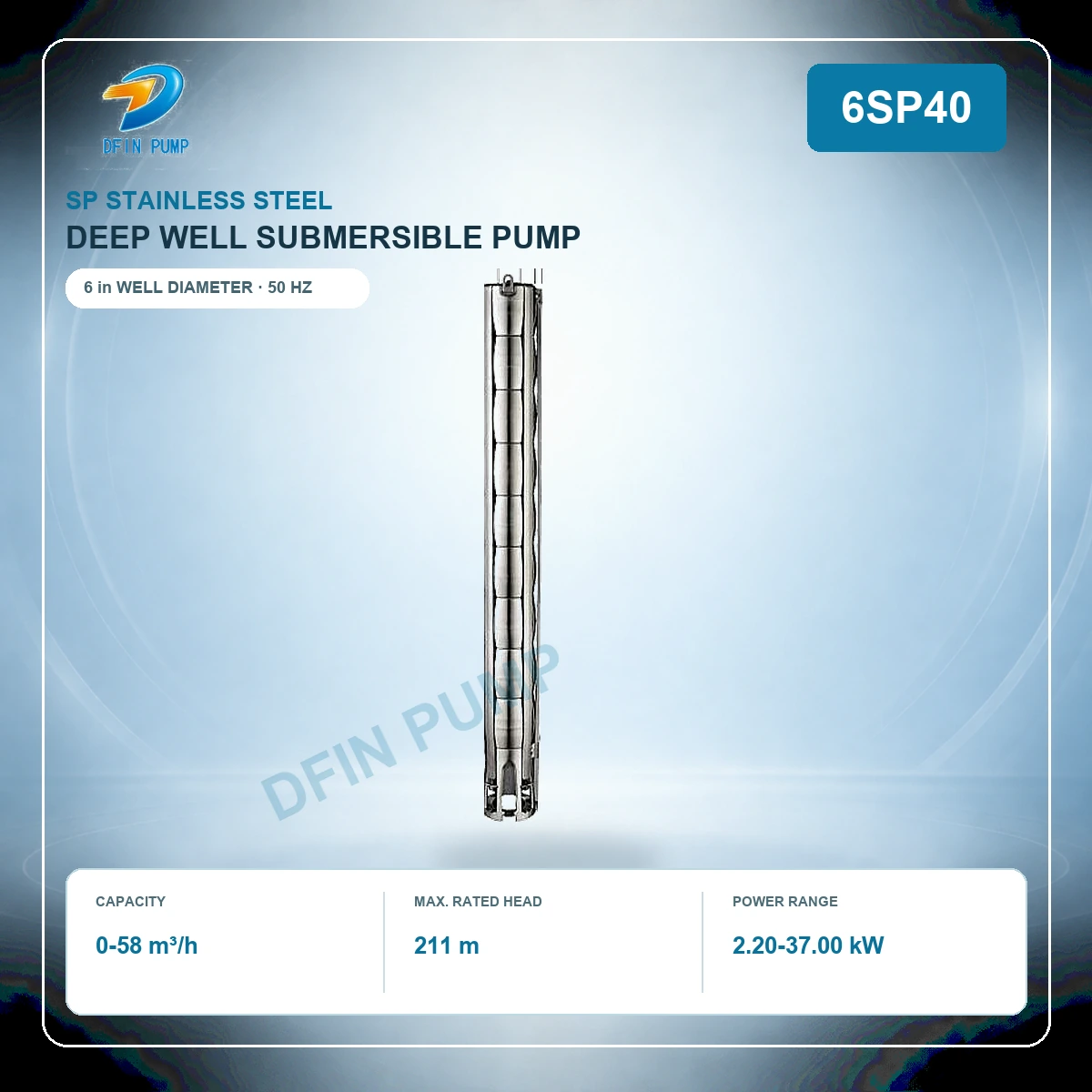 6SP40 Stainless Steel Deep Well Submersible Pump