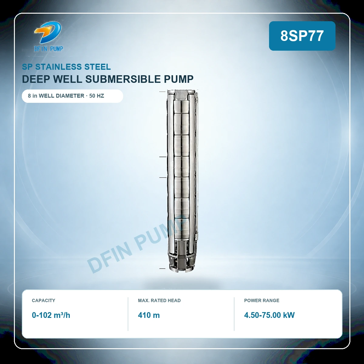 8SP77 Stainless Steel Deep Well Submersible Pump