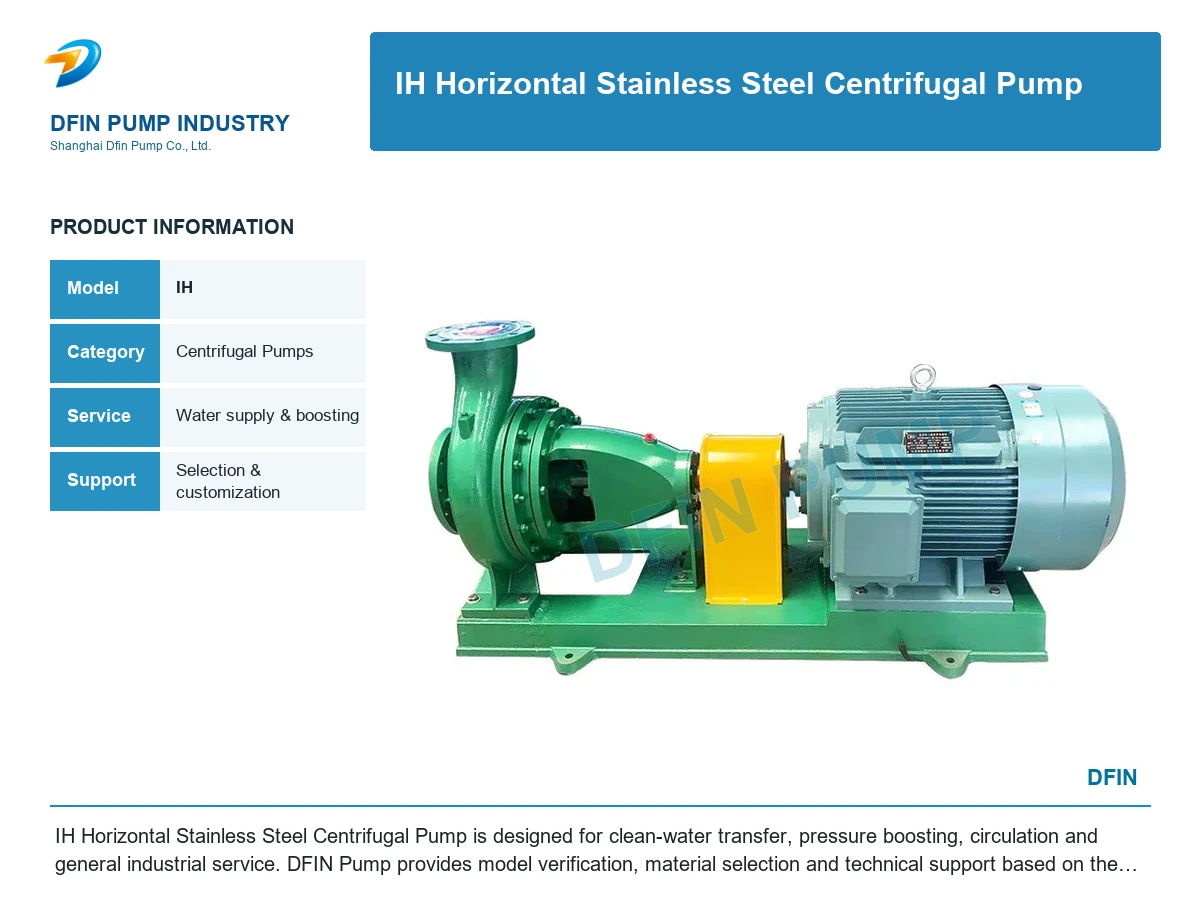 IH Horizontal Stainless Steel Centrifugal Pump