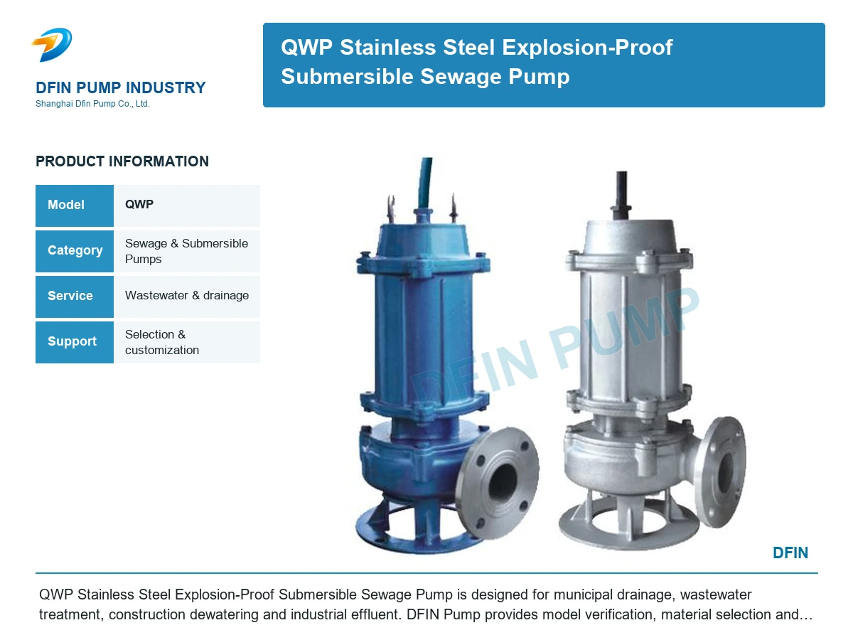 QWP Stainless Steel Explosion-Proof Submersible Sewage Pump