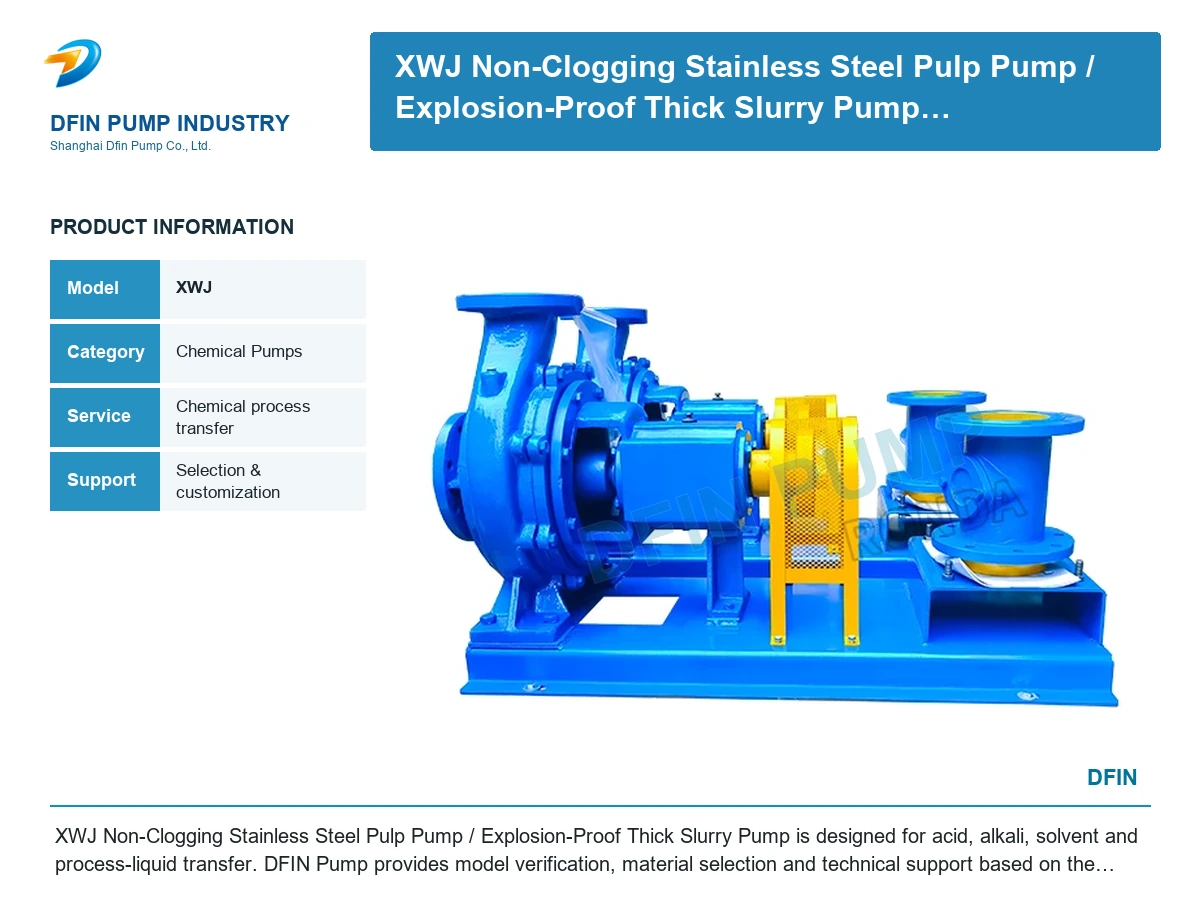 XWJ Non-Clogging Stainless Steel Pulp Pump/ Explosion-Proof Thick Slurry Pump