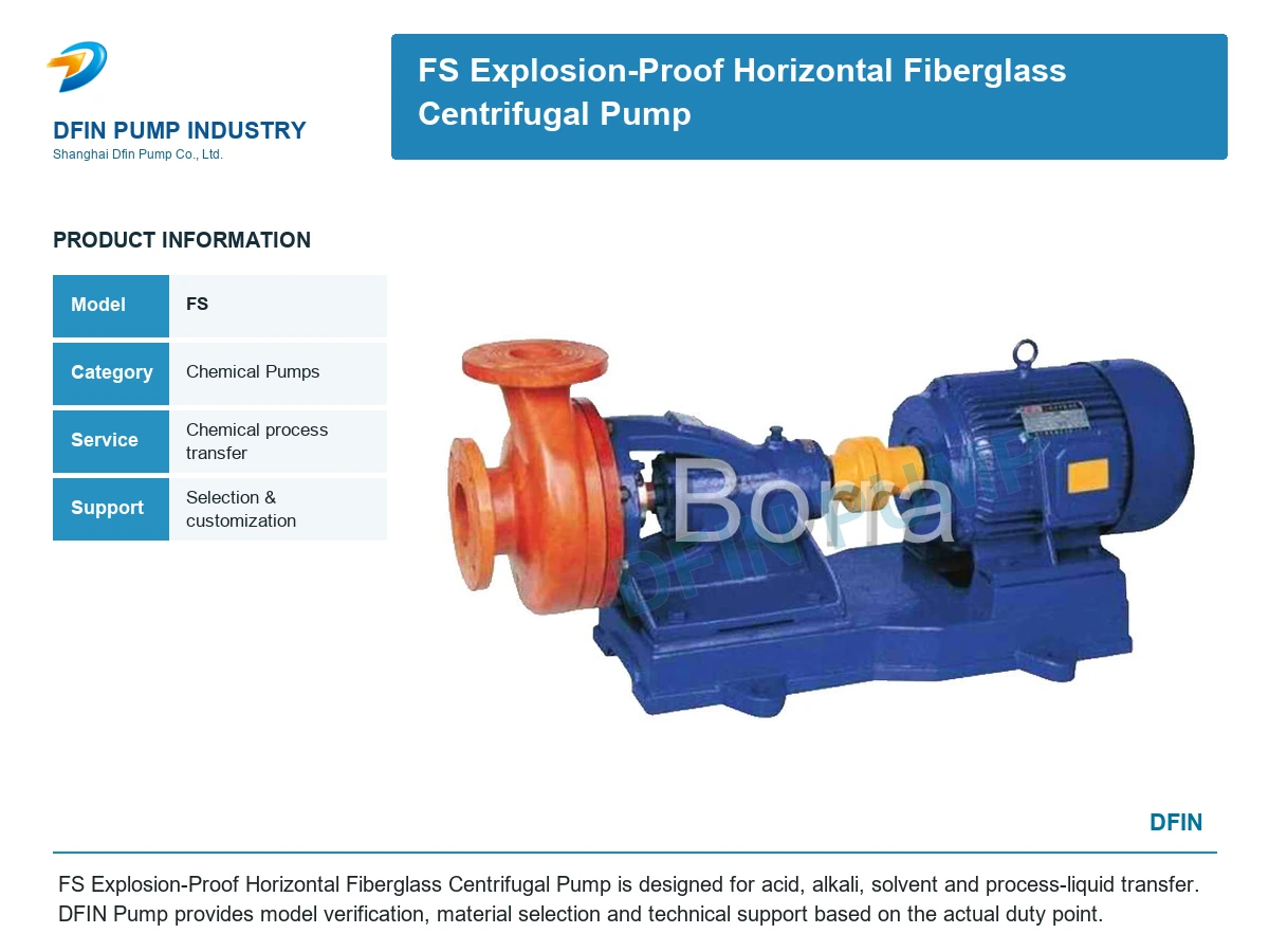 FS Explosion-Proof Horizontal Fiberglass Centrifugal Pump