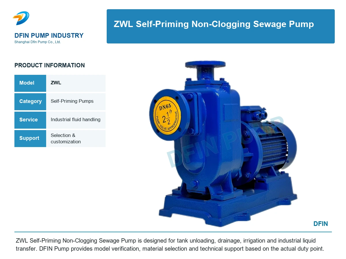 ZWL Self-Priming Non-Clogging Sewage Pump