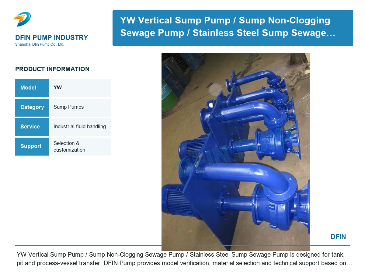 YW Vertical Sump Pump/ Sump Non-Clogging Sewage Pump/ Stainless Steel Sump Sewage Pump