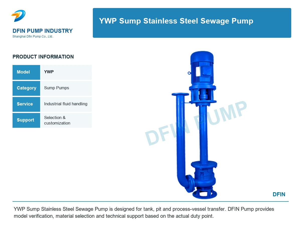 YWP Sump Stainless Steel Sewage Pump
