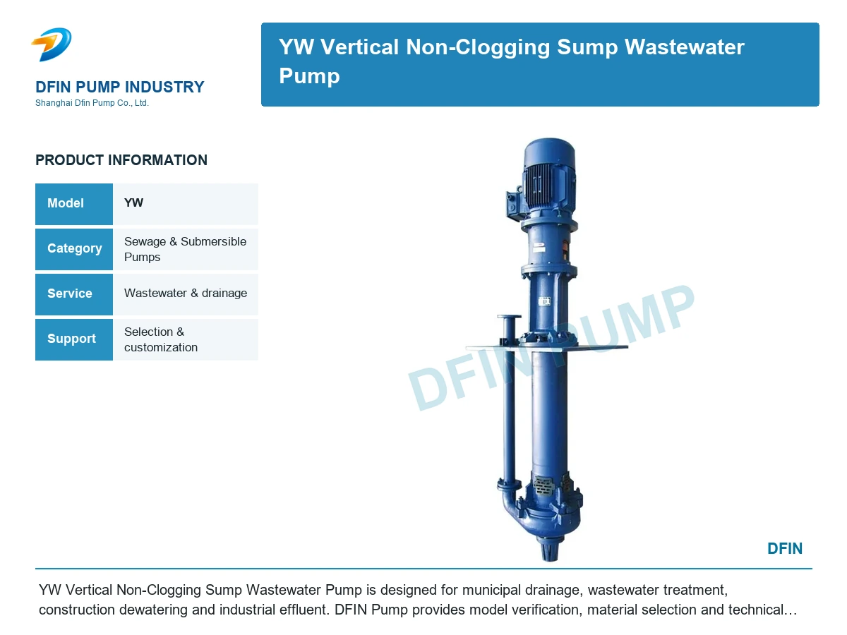 YW Vertical Non-Clogging Sump Wastewater Pump