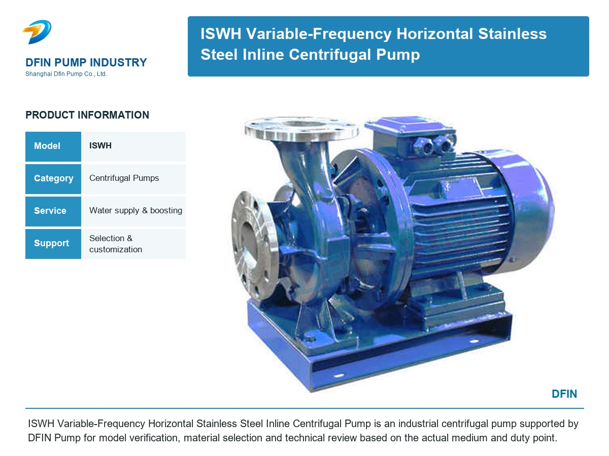 ISWH Variable-Frequency Horizontal Stainless Steel Inline Centrifugal Pump